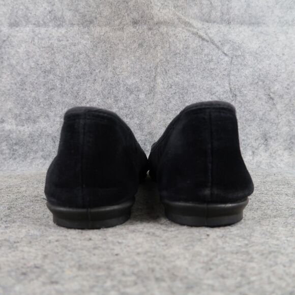 New York Lites Shoes Womens 8 Slippers Velvet Embroidered Horn Holly Black Flats - Picture 6 of 16